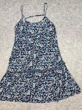Womens Blue Floral Tiered